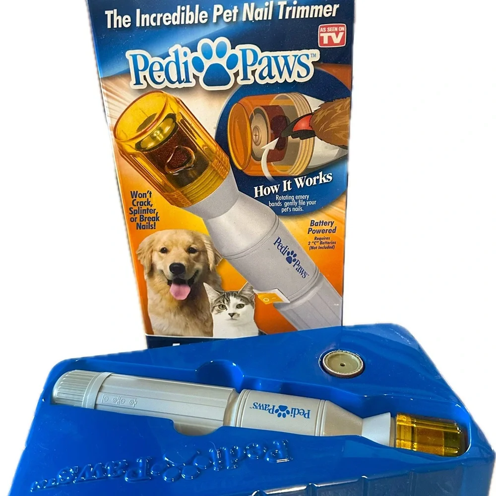 PEDI PAWS DOG PUPPY PET NAIL TRIMMER GRINDER BUFFER SMOOTHER PEDICURE RQ 2C BTRY